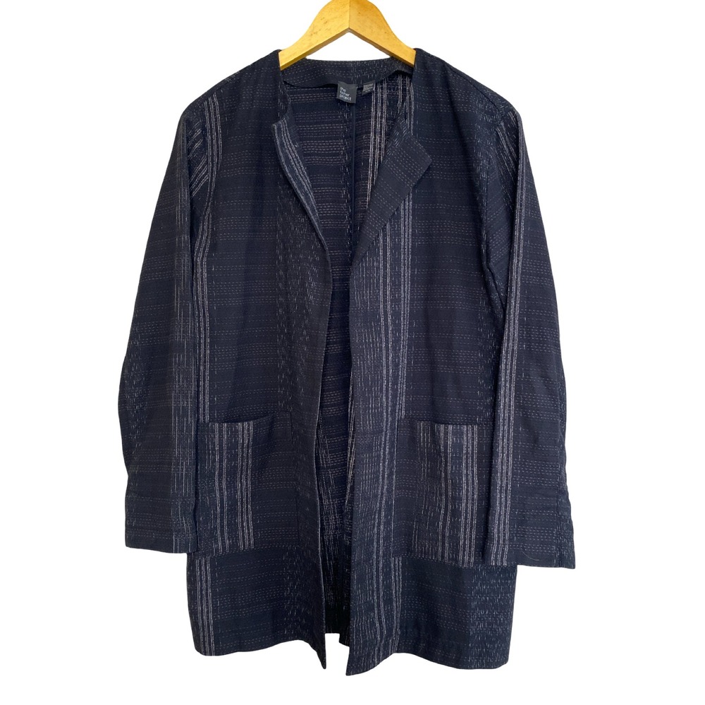 The Fisher Project Eileen Fisher Organic Cotton Open Front Stripe Jacket XS S